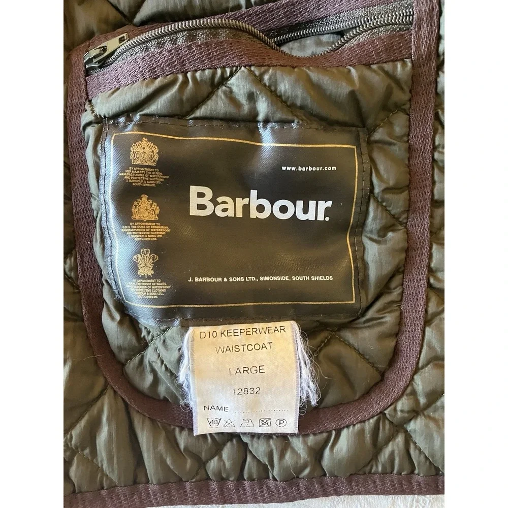 Barbour Keeperwear Quilted Shooting Vest Men's Size Large Huntercore